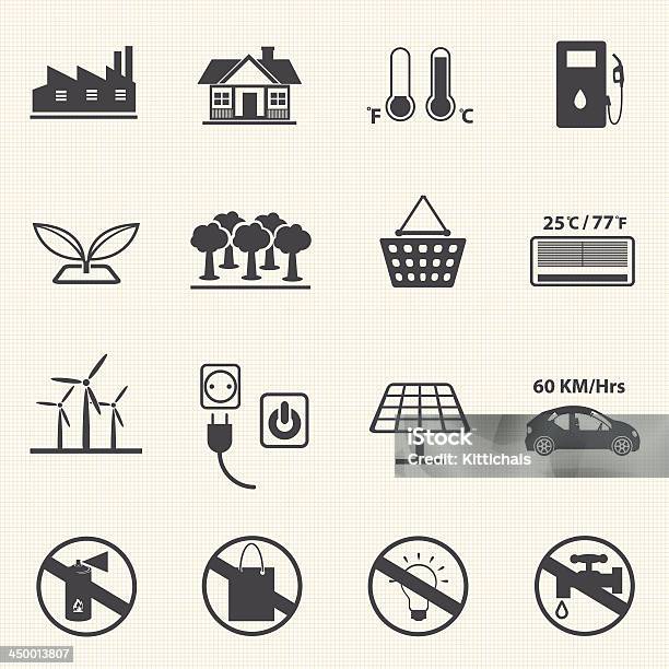 Ecology And Power Saving Icons Stock Illustration - Download Image Now - Icon Symbol, Water Cycle, Battery