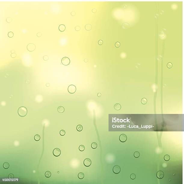 Капли Дождя На Желтый Стекла — стоковая векторная графика и другие изображения на тему Абстрактный - Абстрактный, Без людей, Бирюзовый