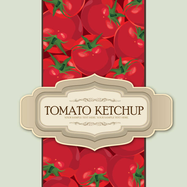 tomaten ketchup label - vibrant color tomato vegetable pasta stock-grafiken, -clipart, -cartoons und -symbole