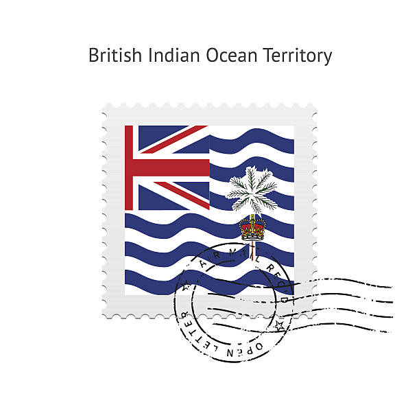 британская территория в индийском океане флаг почтовая марка - british indian ocean territory stock illustrations