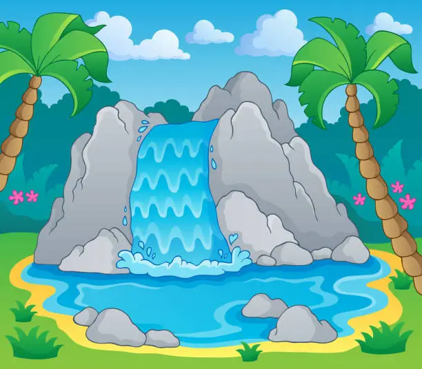 Vector illustration of Image with waterfall theme 2