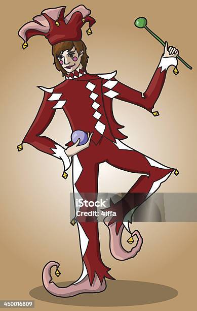 Danse Homme En Rouge Et Blanc Arlequin Portant Vecteurs libres de droits et plus d'images vectorielles de Adulte - Adulte, Arlequin, Arts Culture et Spectacles