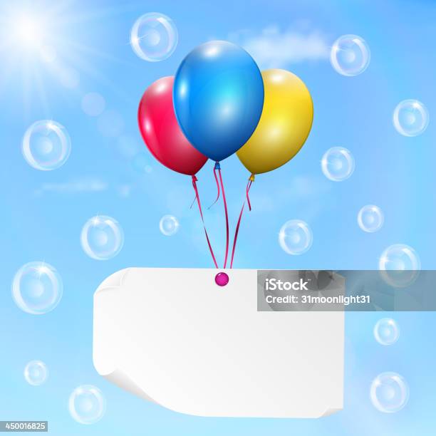 Palloncini Multicolore Con Carta Di Carta Di Credito - Immagini vettoriali stock e altre immagini di Anniversario