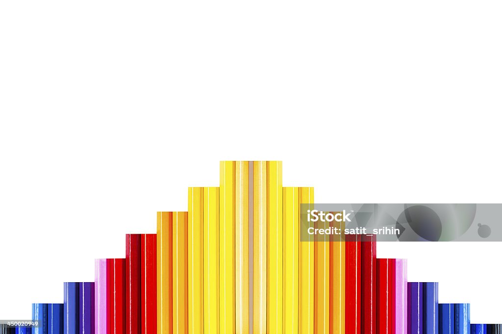 Lápiz de colorido Aislado en blanco, concepto de crecimiento - Foto de stock de Abstracto libre de derechos