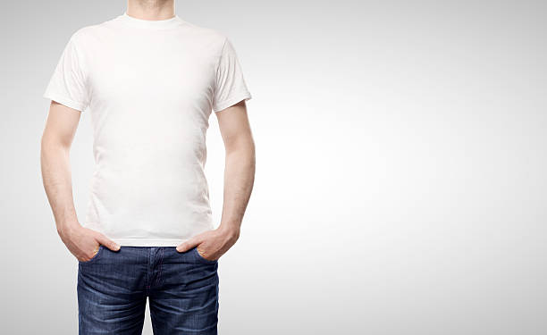 istock Isolated image of a guy in a white t-shirt 450021593