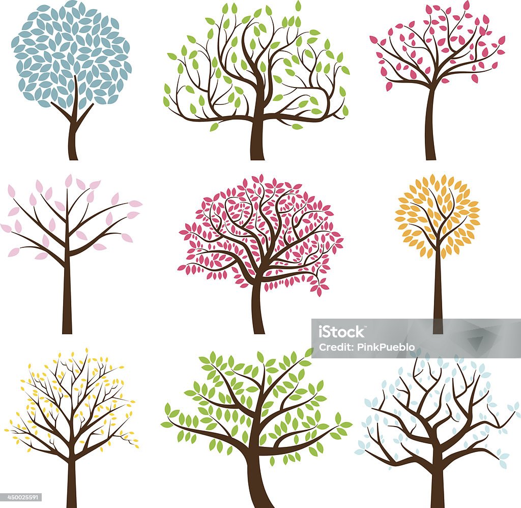 Vector Collection of Tree Silhouettes Vector Collection of Tree Silhouettes. No transparencies or gradients used. Large JPG included. Each element is individually grouped for easy editing. Tree stock vector