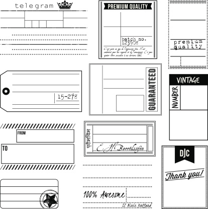 Vector Set of Vintage Inspired Labels and Tags. No transparencies or gradients used. Large JPG included. Each element is individually grouped for easy editing.