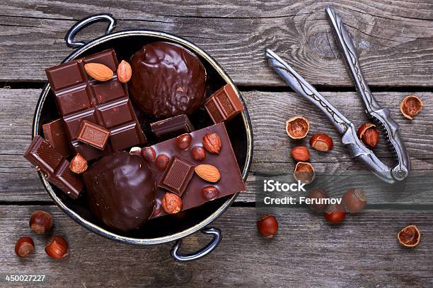 Vase With Chocolate And Nuts Stock Photo - Download Image Now - Candy, Chocolate, Dessert - Sweet Food