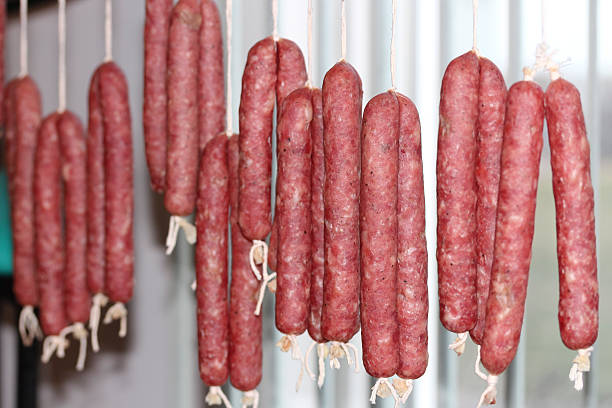 istock Homemade fatty Chinese pork sausages 450028499