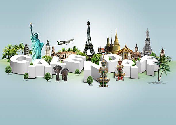 istock Calendar on travel background, concept 450029645