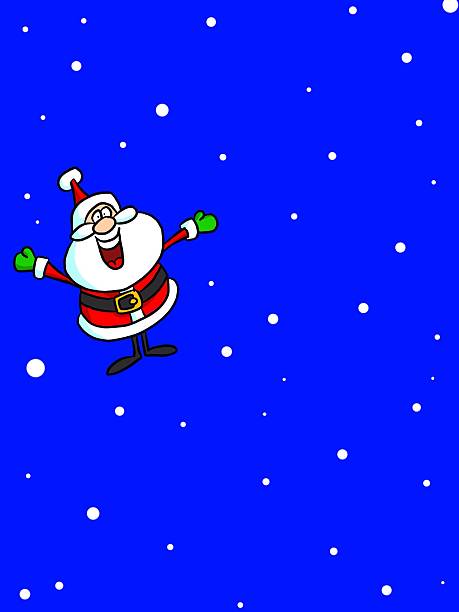 istock Cartoon SANTA in a starry sky with copy space 450033247
