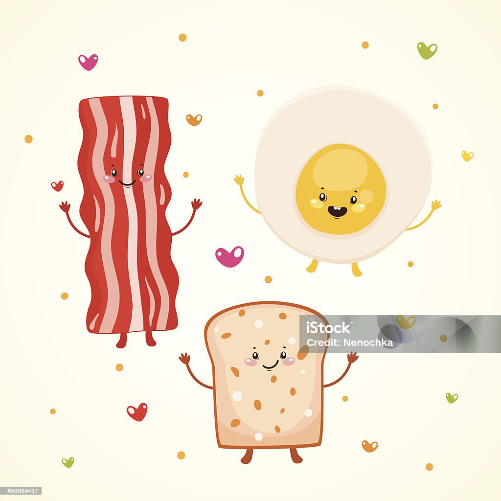 Süße Frühstück Speck und Spiegelei, toast - Lizenzfrei Brotsorte Vektorgrafik