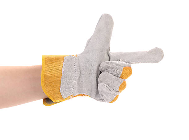 istock Hand in work glove like a gun. 450038751