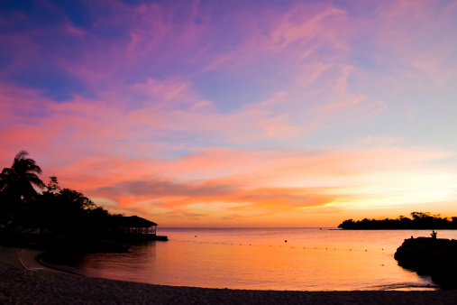 Sunset in Point Village Resort, Jamaica, Caribbean.