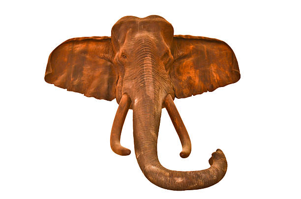 istock Handmade elephant head made out of wood with beautiful 450042899