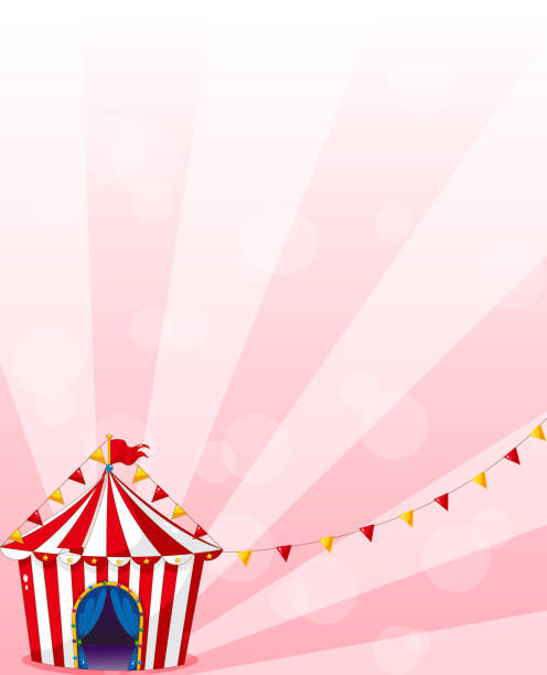 illustrazioni stock, clip art, cartoni animati e icone di tendenza di circo tenda rosso con banner - curtain red color image clown