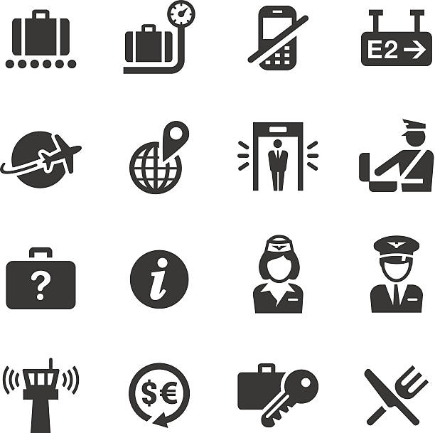 basis-flughafen und reisen-icons - voyager raumfahrzeug stock-grafiken, -clipart, -cartoons und -symbole