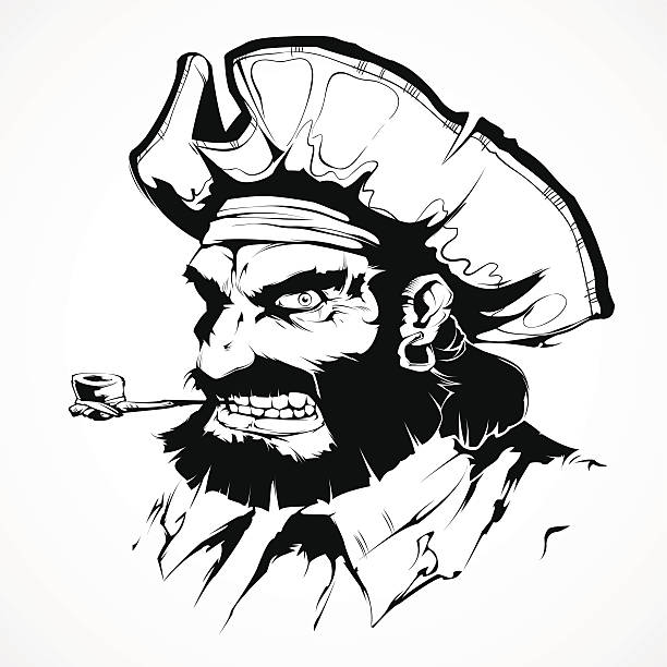 пират - men old human eye beard stock illustrations