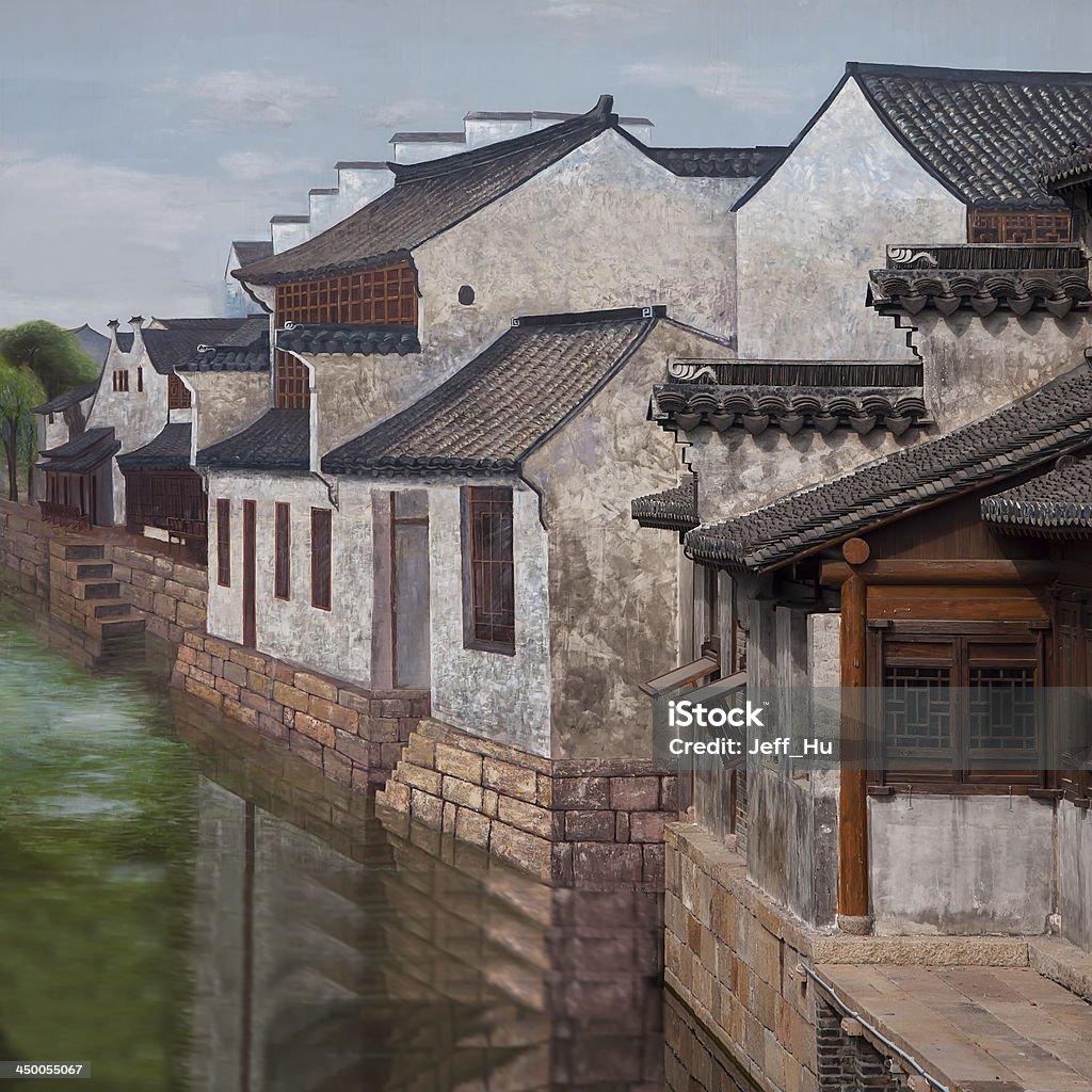 Famosa ciudad de agua en China, la combinación de pintura y en vivo - Foto de stock de Agua libre de derechos