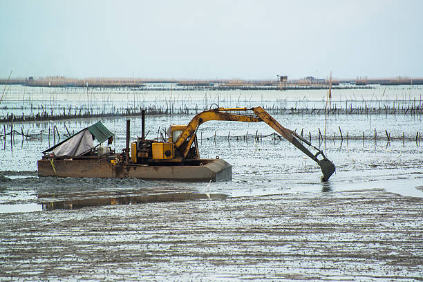istock Yellow Excavator in the wetlands 450066947