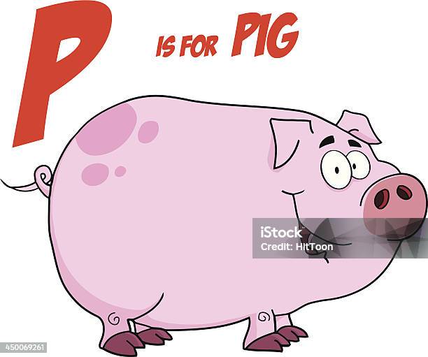 Pig Cartoon Character With Text Stock Illustration - Download Image Now - Animal, Cartoon, Characters