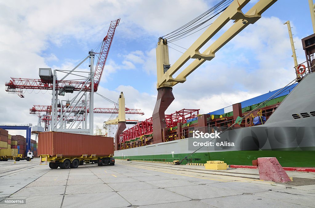 Container terminal Container terminal in a sea harbor Cargo Container Stock Photo