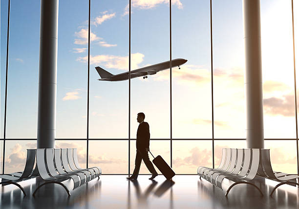 istock A businessman pulling luggage at the airport 450069971
