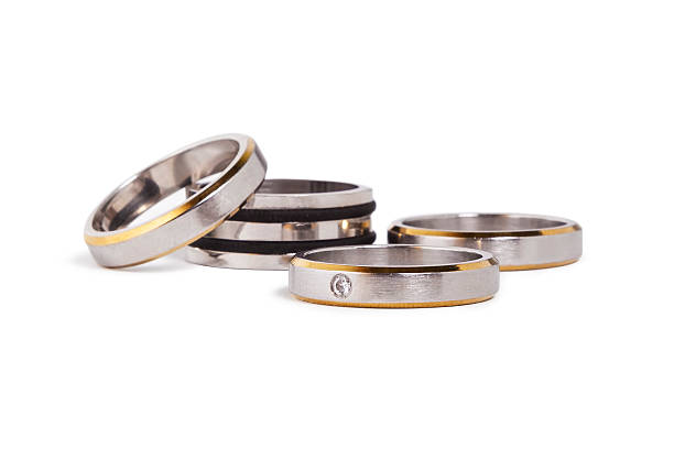 istock Stainless steel rings with silver and gold inlay 450072107