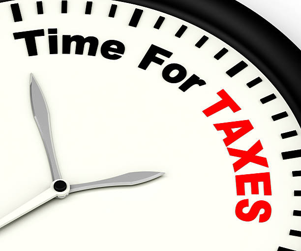 istock Time For Taxes Message Showing Taxation Due 450072221