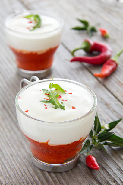 istock Mousse of red pepper and cream, selective focus. 450074729