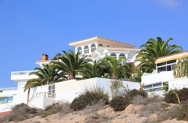 Luxury beachfront holiday villas. stock photo