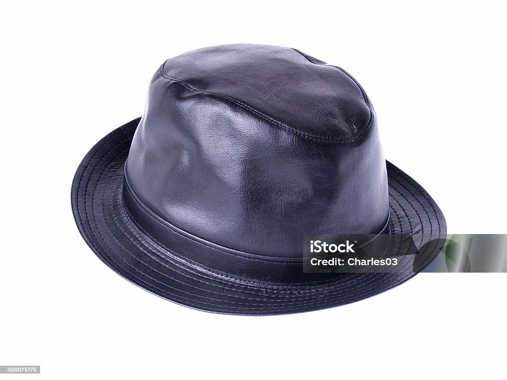 Leather Hat Leather Hat - conceptual studio isolated photo on white background Adult Stock Photo