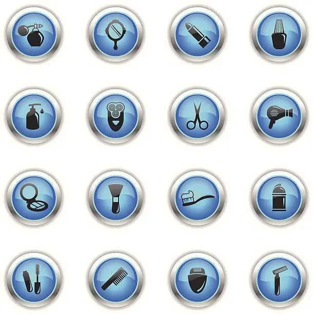 Vector illustration of Blue Icons - Cosmetics