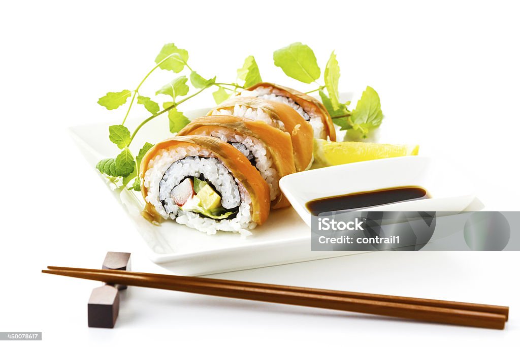 salmon roll sushi Asia Stock Photo