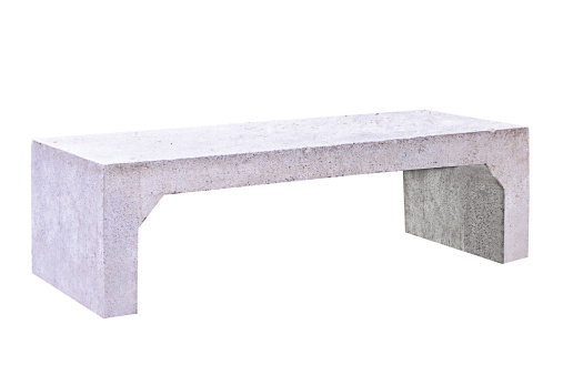 Concrete bench isolated on white background with clipping path