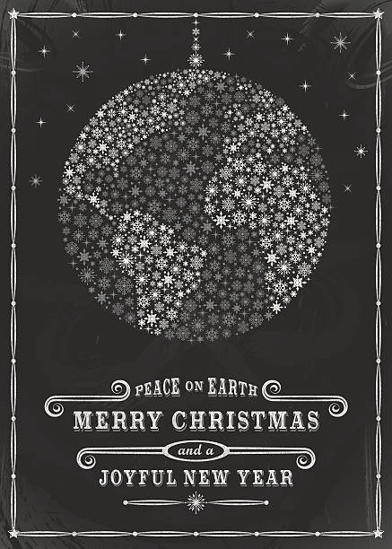 Chalkboard World Christmas Oranament vector art illustration