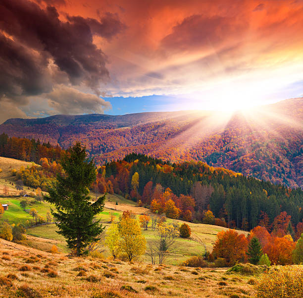 istock Colorful autumn sunset in the mountains 450086855