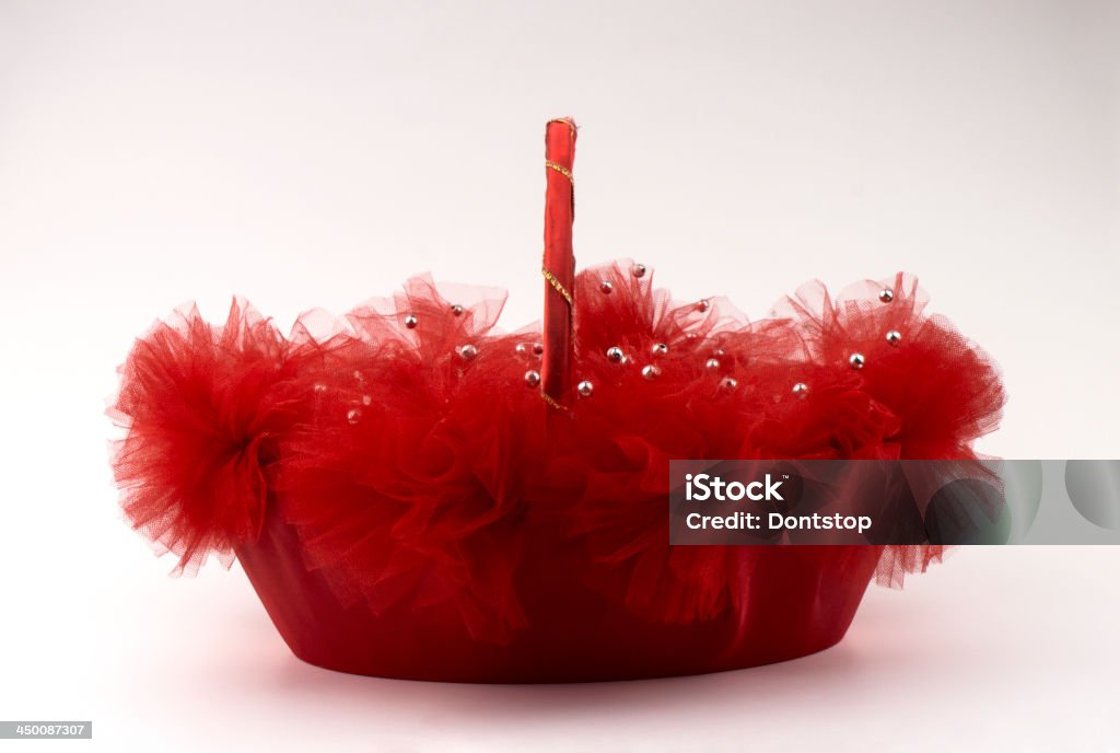 Red gift basket Red gift basket, isolated on a white background. Luxury Stock Photo
