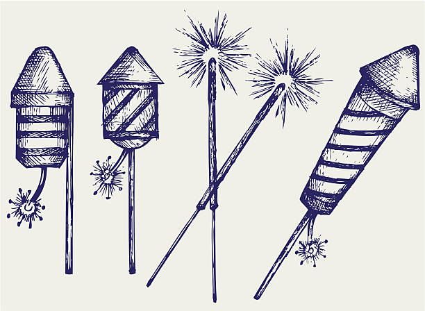 Fireworks Fireworks. Doodle style fuse cartoons stock illustrations