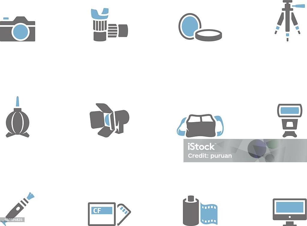 Duo Tone Icons - Photography Photography icons in duo tone colors. EPS 10. AI, PDF & transparent PNG of each icon included. Bag stock vector