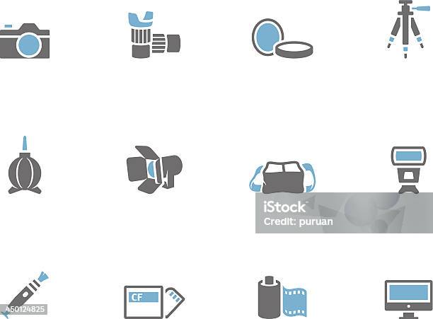 Duo Tone Icons Photography Stock Illustration - Download Image Now - Bag, Blue, Camera - Photographic Equipment