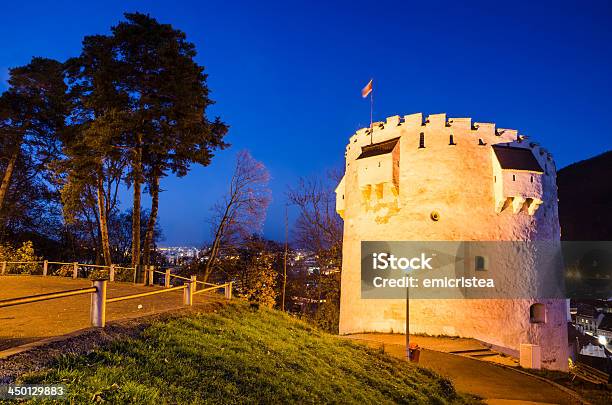 White Tower In Brasov At Night Transylvania Stock Photo - Download Image Now - Brasov, Building Exterior, Anglo-Saxon