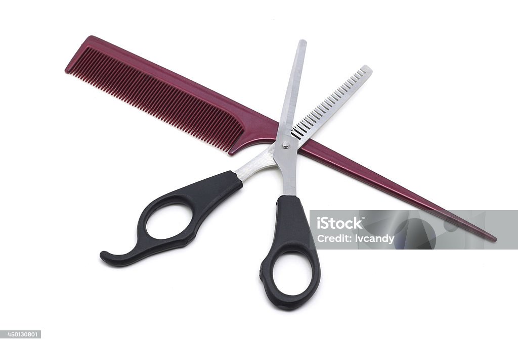 Tesoura de Cabeleireiro e escova de cabelo profissional - Foto de stock de Pente royalty-free