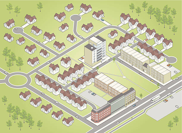 dzielnica mieszkaniowa - apartment townhouse house housing development stock illustrations