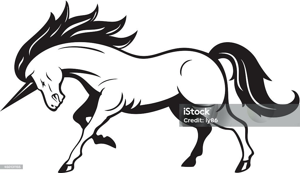 Unicorn horse Unicorn horse in black and white color Unicorn stock vector