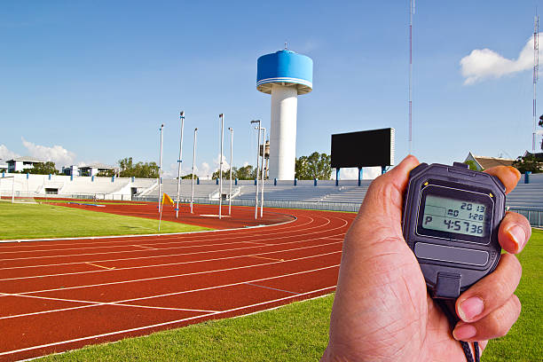 istock stopwatch in athletics field 450137983
