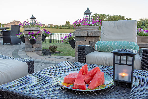 istock Brick Patio with furniture in use 450138475