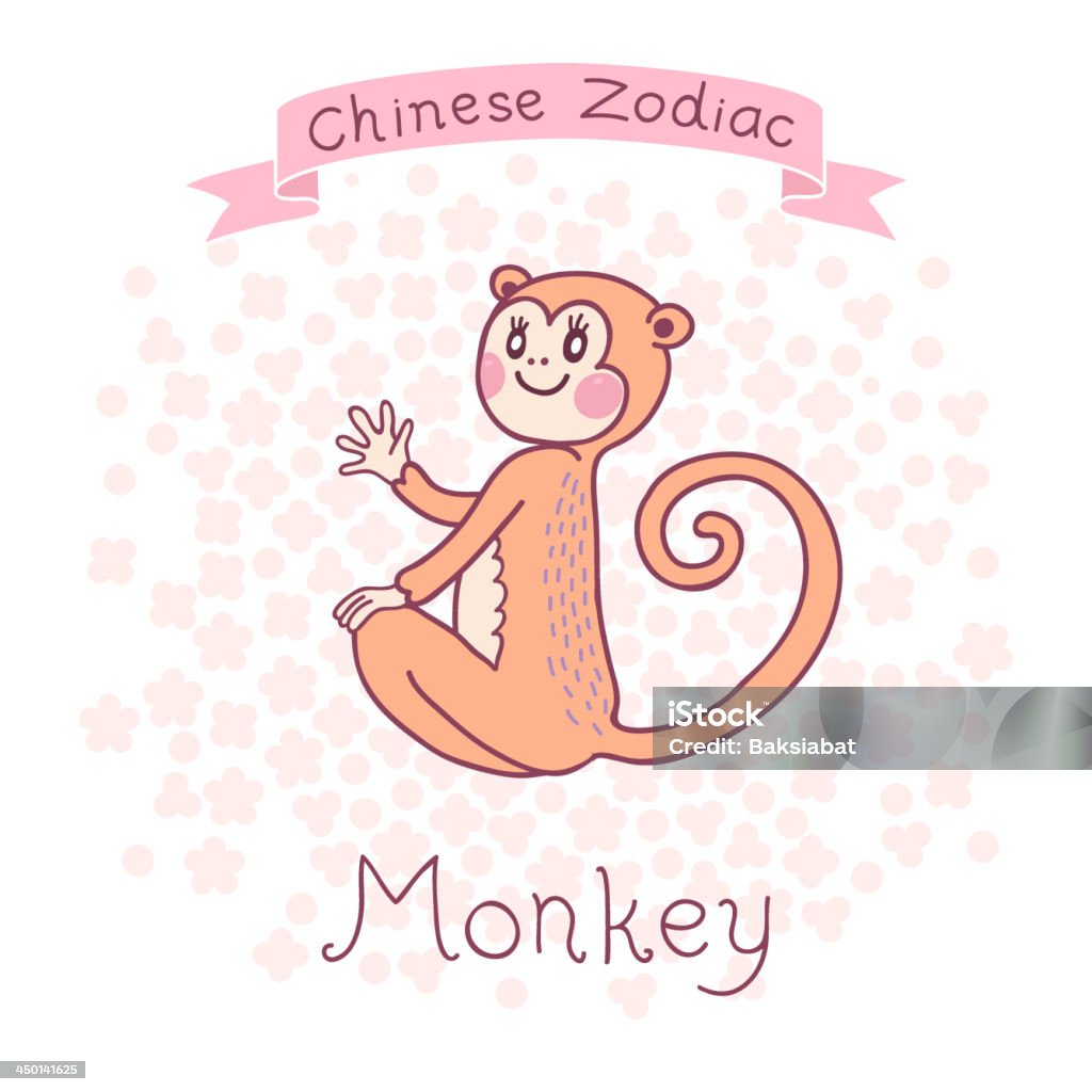 Chiński Zodiaka-Monkey - Grafika wektorowa royalty-free (Astrologia)