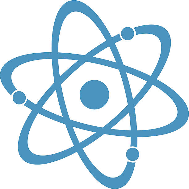 Blue Atom Vector illustration of a blue atom icon. nucleus stock illustrations