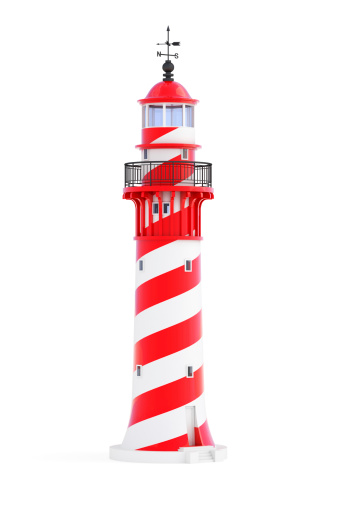 Lighthouse with red stripes. Hi-res digitally generated image.